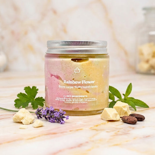 Burro corpo fluffy nutriFriendly - Rainbow Flower QUEEN'S WOOD WORLD