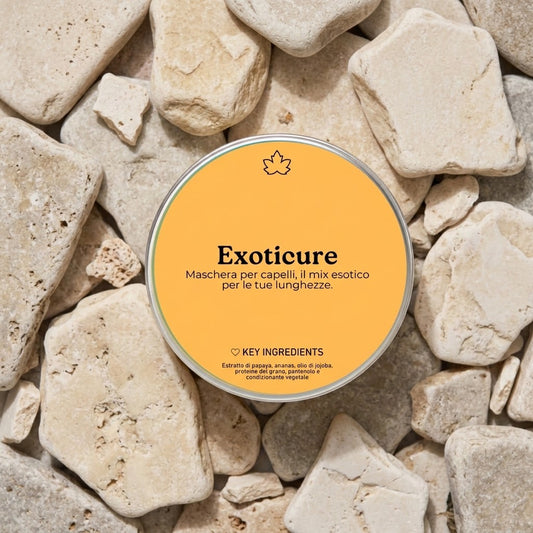 Exoticure - maschera per capelli con ingredienti illuminanti, riparatori e anti crespo. QUEEN'S WOOD WORLD